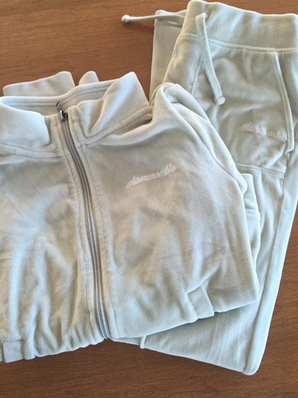 Abercrombie Light Sage Velour Zip Jacket & Joggers Set